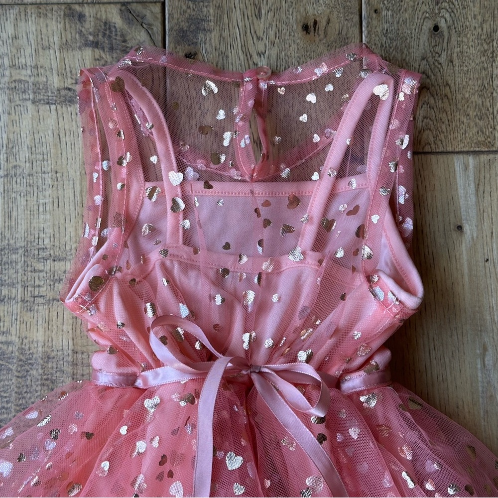 Nanette Lepore Girls Pink Tulle Metallic Gold Stars Dress size 4 - Picture 9 of 11